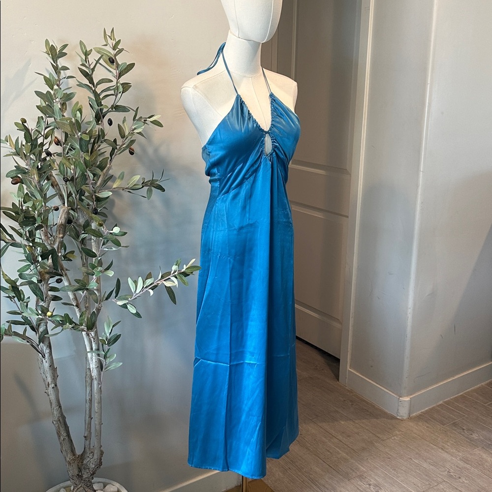 Reformation Antoni Silk Midi Keyhole Halter Dress New! - Picture 4 of 10